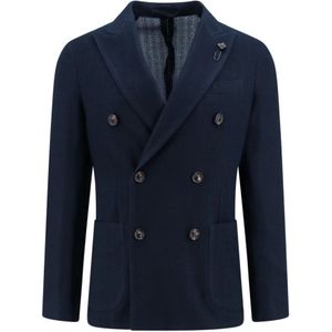 Lardini, Iconische Katoenen Blazer Blauw, Heren, Maat:2XL