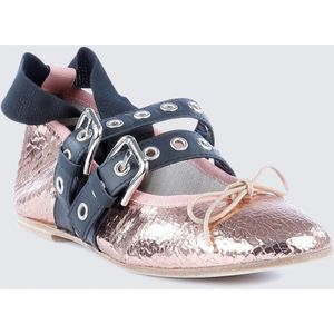 Paris Texas, Schoenen, Dames, Roze, 36 1/2 EU, Leer, Metallic Leren Ballerina met Strik Detail