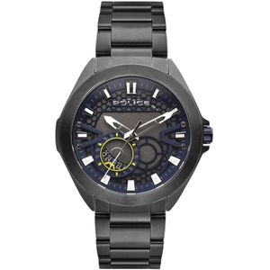 Police, Stalen Quartz Horloge, Grijze Kast & Band Grijs, Heren, Maat:ONE Size