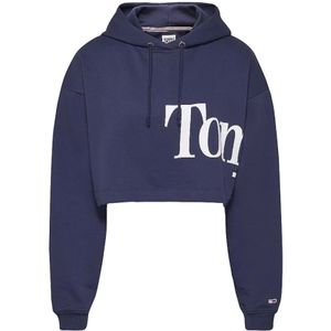 Tommy Hilfiger, Hoodie Super Crop Blauw, Dames, Maat:M