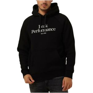 Peak Performance, Sweatshirts & Hoodies, Heren, Zwart, M, Katoen, Originele Hood Heren Sweater Zwart