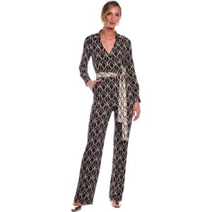 Moskada, Geometrische Print Jumpsuit - 44 Zwart, Dames, Maat:L