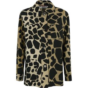 Max Mara Studio, Dierenprint Katoen Linnen Overhemd Veelkleurig, Dames, Maat:M