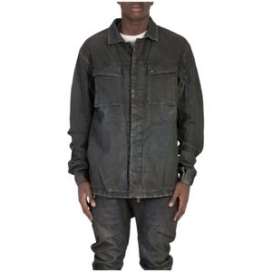 Boris Bidjan Saberi, Jassen, Heren, Blauw, M, Denim, Denim Overshirt voor Mannen