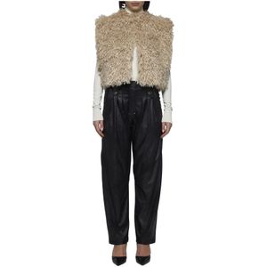 Isabel Marant, Jassen, Dames, Beige, S, Nepbont, Faux Fur Vest Beige