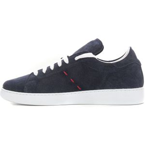 Kiton, Schoenen, Heren, Blauw, 42 1/2 EU, Leer, Suede Lage Sneaker met Rubberen Zool