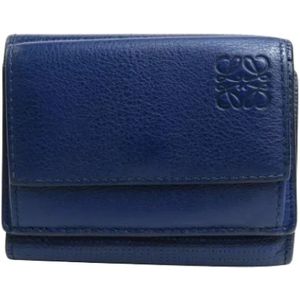 Loewe Pre-owned, Blauwe Leren Loewe Portemonnee Blauw, Dames, Maat:ONE Size