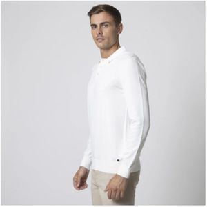 Karl Lagerfeld, Tops, Heren, Wit, S, Witte Polo met Lange Mouwen