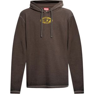 Diesel, Sweatshirts & Hoodies, Heren, Bruin, S, Katoen, ‘T-Crone’ geribbelde hoodie