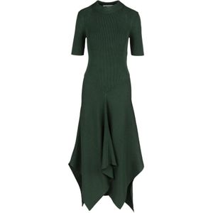 Stella McCartney, Elegante Ribgebreide Jurk Groen, Dames, Maat:M