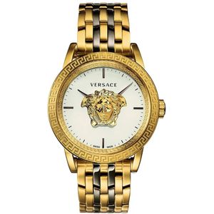 Versace, Palazzo Emporio Wit Goud Bicolor Horloge Geel, Heren, Maat:ONE Size