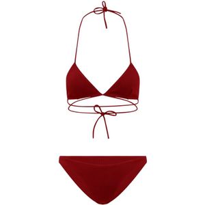 Lido, Geribbelde Bikini Strandkleding van Polyamide Rood, Dames, Maat:S