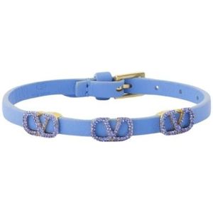 Valentino Garavani, Accessoires, Dames, Blauw, ONE Size, VLogo Armband met Strass Emblemen
