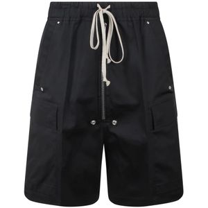 Rick Owens, Canvas Cargo Bermuda Shorts Zwart, Heren, Maat:S