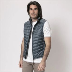 Parajumpers, Jassen, Heren, Blauw, S, Polyester, Blauwe gewatteerde mouwloze vest met hoge kraag