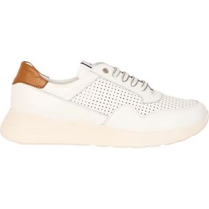 Exton, Schoenen, Heren, Wit, 44 EU, Leer, Witte Geperforeerde Leren Sneakers