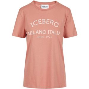 Iceberg, Tops, Dames, Rood, S, Katoen, T-shirt met logo print