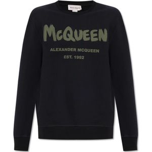 Alexander McQueen, Sweatshirts & Hoodies, Heren, Zwart, L, Katoen, Sweatshirt met logo