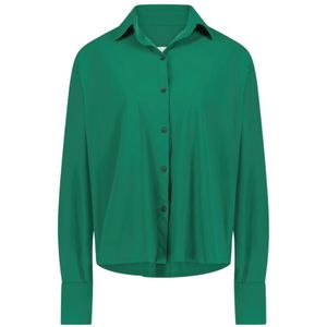 Jane Lushka, Blouses & Shirts, Dames, Groen, XL, Leer, Stijlvolle Groene Technische Jersey Blouse