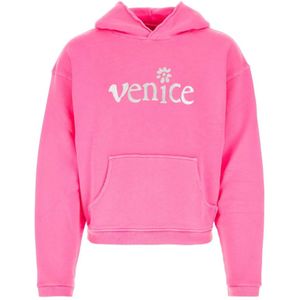 Erl, Sweatshirts & Hoodies, Heren, Roze, L, Katoen, Fluo Roze Katoenen Sweatshirt