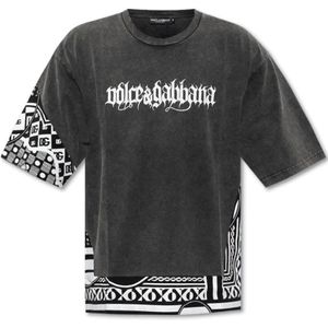 Dolce & Gabbana, Tops, Heren, Veelkleurig, S, Logo Print Crewneck T-Shirt