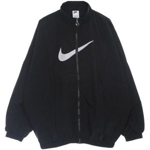 Nike, Jassen, Dames, Zwart, L, Nylon, Essential Geweven Jack Zwart/Wit