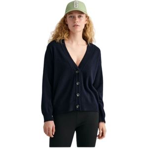 Gant, Truien, Dames, Blauw, S, Wol, Gebreid Knoop Cardigan