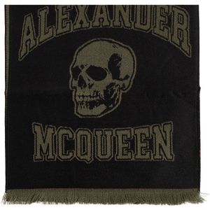 Alexander McQueen, Accessoires, Heren, Zwart, ONE Size, Wol, Wollen sjaal met logo