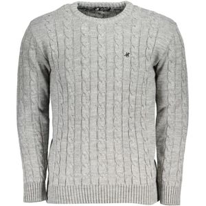 U.s. Polo Assn., Truien, Heren, Grijs, M, Geborduurde Twisted Crew Neck Sweater