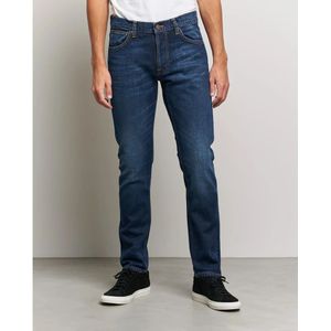 Nudie Jeans, Jeans, Heren, Blauw, W31, Denim, Slim Fit Organische Denim Jeans met Versleten Details