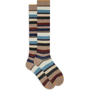 Gallo, Ondergoed, Dames, Veelkleurig, S, Katoen, Italiaanse lange sokken, Multicolor strepen