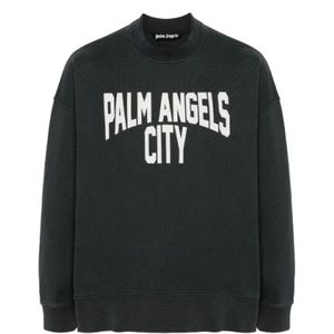 Palm Angels, Sweatshirts & Hoodies, Heren, Grijs, L, Katoen, Grijze Logo Print Crew Neck Sweater