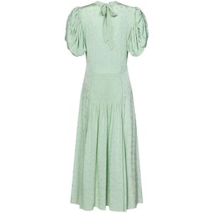 Rotate Birger Christensen, Kleedjes, Dames, Groen, S, Groene Bloemen Jacquard Midi Jurk