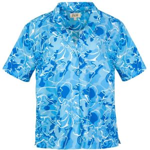 Jaaf, Blouses & Shirts, Dames, Blauw, L, Linnen, Oversized Tshirt met korte mouwen en Pool Water Print