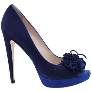 Miu Miu Pre-owned, Pre-owned, Dames, Blauw, 39 EU, Leer, Pre-owned Suede heels