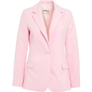 Ottod'Ame, Blazer met één knoop en logo details Roze, Dames, Maat:S