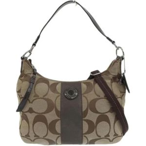 Coach Pre-owned, Pre-owned, Dames, Bruin, ONE Size, Pre-owned Canvas shoulder-bags