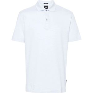 Hugo Boss, Tops, Heren, Blauw, S, Leer, Blauw Gemêleerd Poloshirt