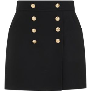 Gucci, Rokken, Dames, Zwart, S, Wol, Zwarte Zijden Mini Rok