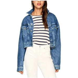 Pepe Jeans, Jassen, Dames, Blauw, S, Denim, Crop Volt Chable Denim Jack