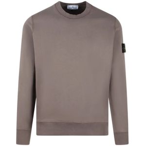 Stone Island, Sweatshirts & Hoodies, Heren, Bruin, M, Katoen, Logo Crewneck Sweatshirt Fw 24 Regular Fit