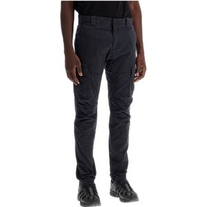 C.p. Company, Broeken, Heren, Zwart, L, Katoen, Slim Fit Stretch Satin Cargo Pants