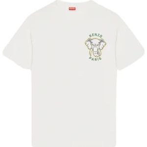 Kenzo, Tops, Heren, Beige, L, Elephant Logo T-shirts en Polos
