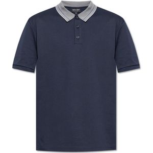 Giorgio Armani, Tops, Heren, Blauw, S, Katoen, Polo Shirts