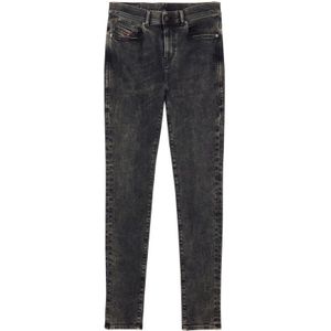 Diesel, Jeans, Heren, Zwart, W30, Denim, Hoge taille skinny jeans met ritssluiting