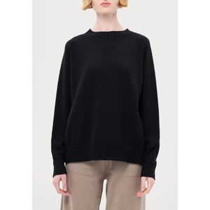 Max Mara, Truien, Dames, Zwart, S, Wol, Zwarte Crewneck Wollen Trui