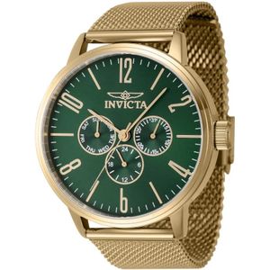 Invicta Watches, Accessoires, Heren, Geel, ONE Size, Groene wijzerplaat kwarts horloge Specialty Collection