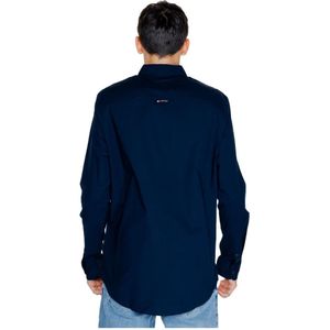 Tommy Jeans, Overhemden, Heren, Blauw, XL, Katoen, Blauwe Klassieke Kraag Shirt Knoopsluiting