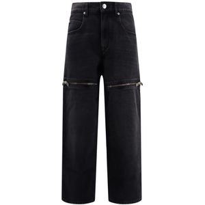 Isabel Marant Étoile, Jeans, Dames, Zwart, S, Denim, Biologische Denim Jeans met Frontale Rits