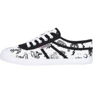 Kawasaki, Schoenen, Dames, Veelkleurig, 39 EU, Suède, Tattoo Canvas Schoen Wit